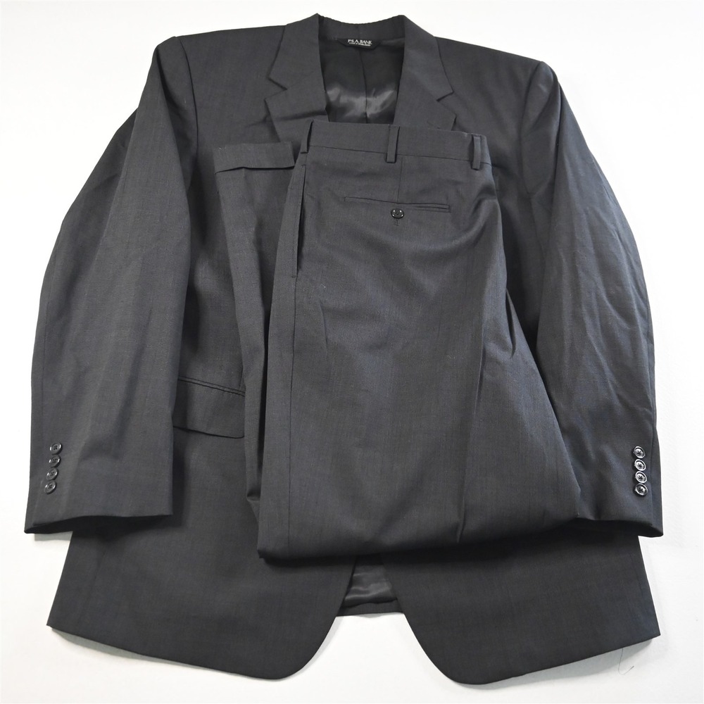 Jos A Bank 46L 40x32 Gray Micro Birdseye 100%‎ Wool Mens Jacket Pants Suit